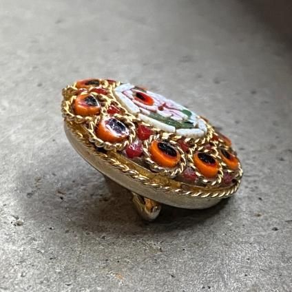 1960年代 ガラス メタル ローマンモザイクブローチ（1960's Glass