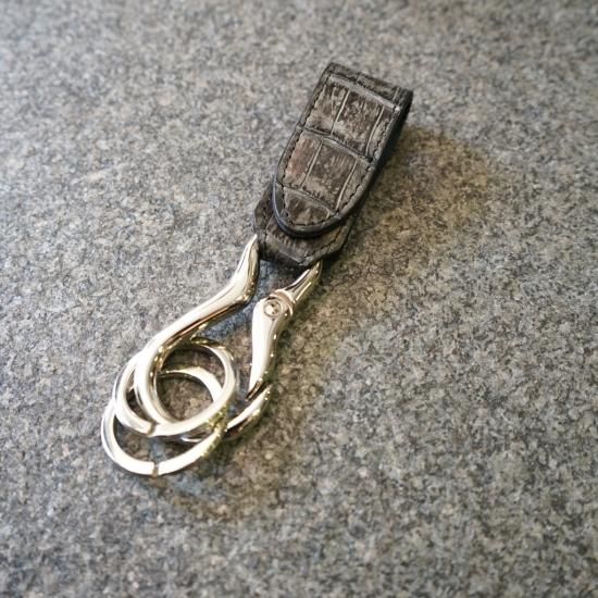 ISAMU KATAYAMA BACKLASH 墨染めクロコ キーホルダー(387-02)