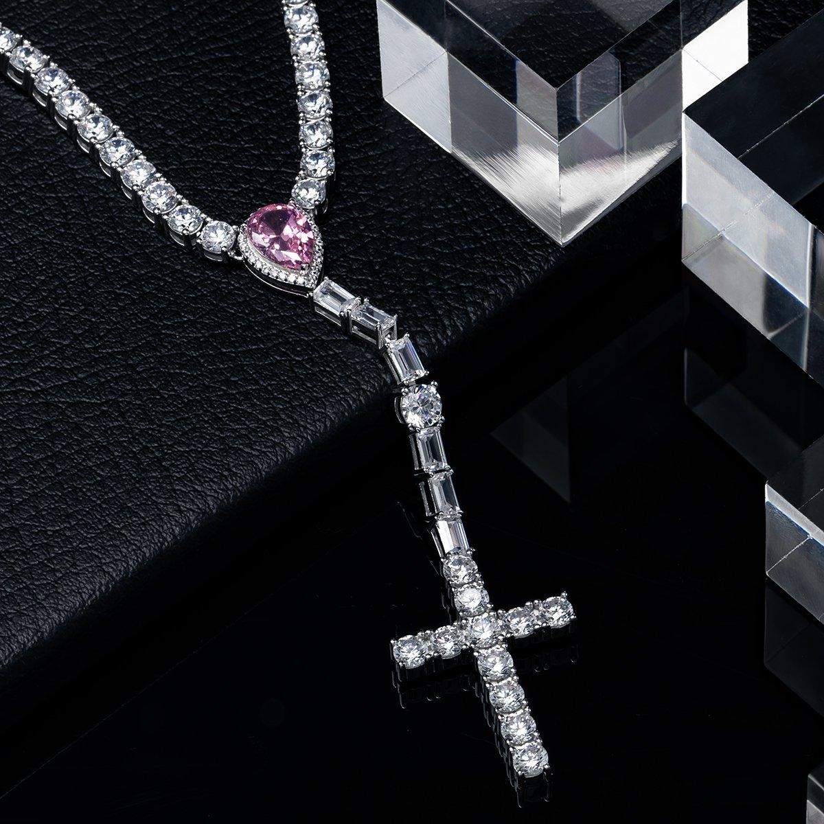 シルバー テニスロザリオネックレス 幅4mm 50cm TNS-ROS-PK