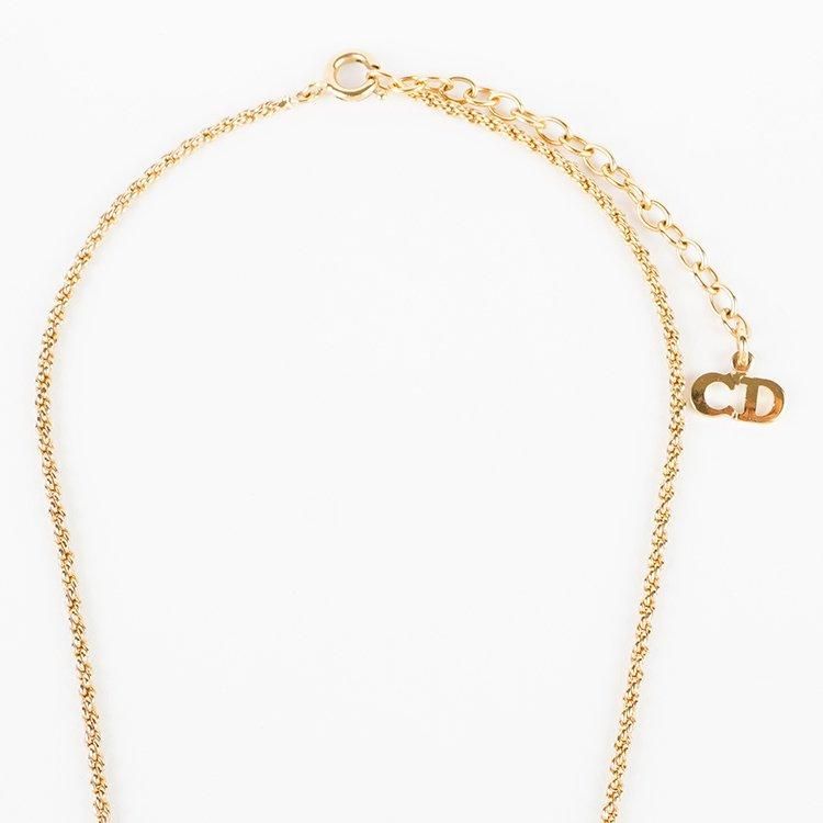 ロゴハートラインストーンネックレス ゴールド ヴィンテージ