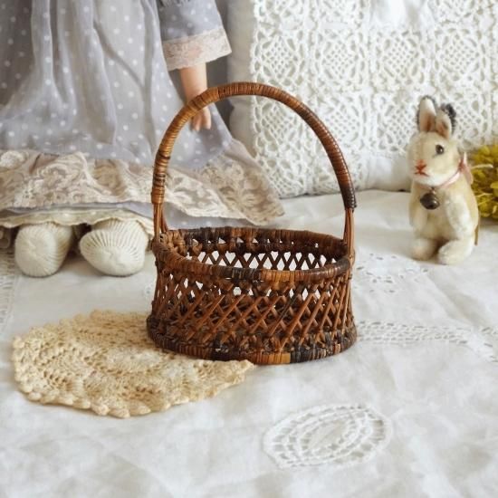 アンティーク バスケット パニエ | フランス 籐のドールパニエ 人形用