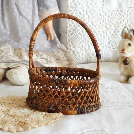 アンティーク バスケット パニエ | フランス 籐のドールパニエ 人形用