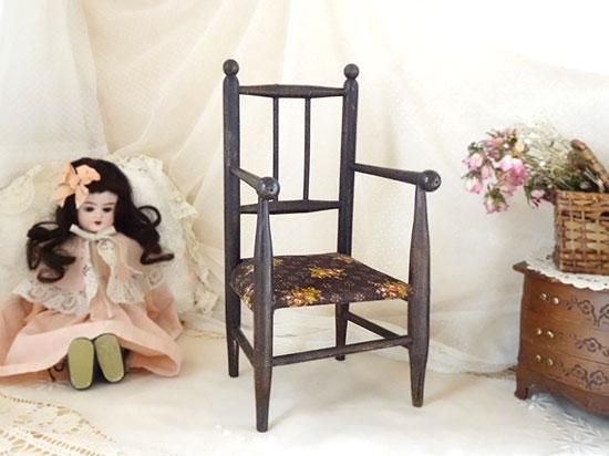 アンティーク ドールチェア | フランス 木製ドールチェア 薔薇模様の