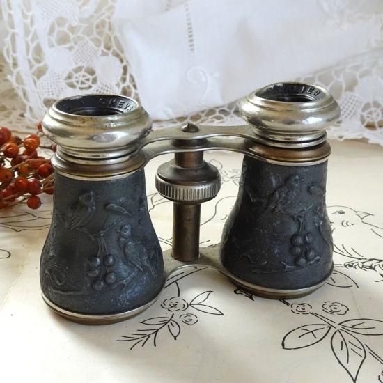 フランスアンティーク | 鳥と木の実のオペラグラス 真鍮とメタルの