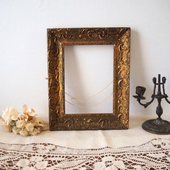 アンティーク フレーム | フランス20世紀初期 お花とアカンサスの木製