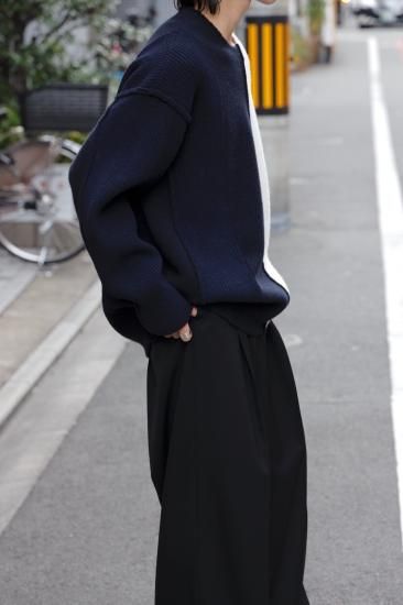stein | シュタイン OVERSIZED MULTI PATCHED KNIT LS(NAVY x OFF