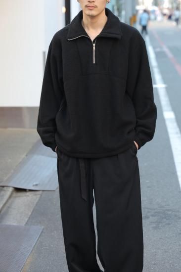 YOKE | Wool Fleece Half Zip Pullover(BLACK) | ウールフリースハーフ