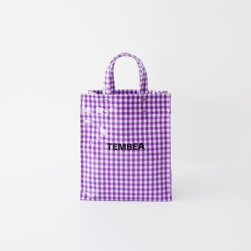 TEMBEA Paper Tote Small PVC Coating - Gingham Purple