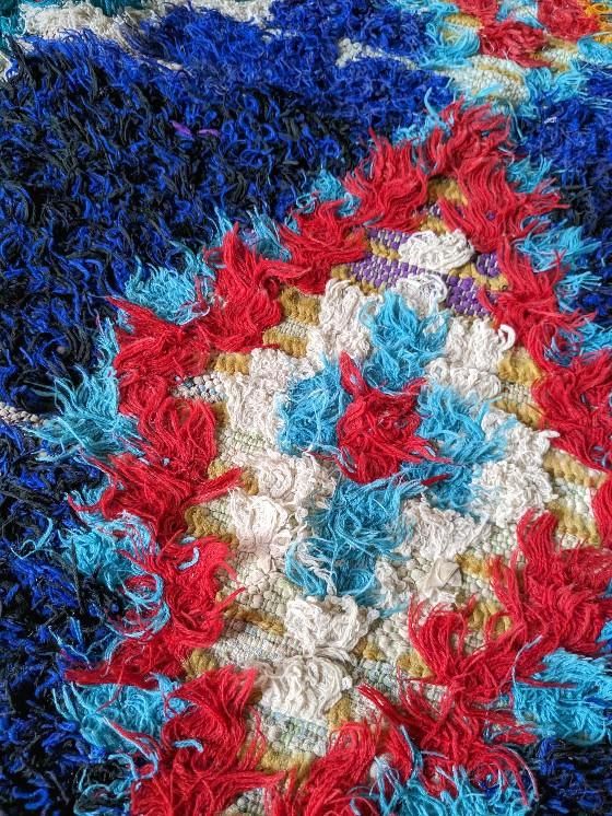 モロッコラグ「ボシャルウィット」ネイビーブルー,RBO49サステナブルな