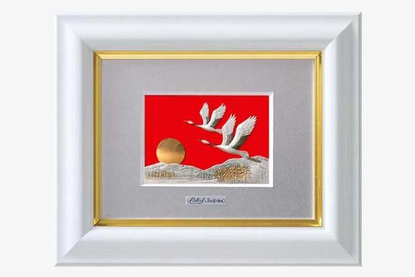 純銀卓上額 双鶴 1号白 - TAKEHIKO - 武比古 - 日本の伝統工芸・関工芸