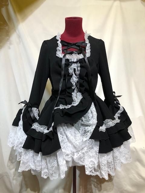 フリル付きミニワンピース 黒・白・金 MA＊RS お好きな2点で割引