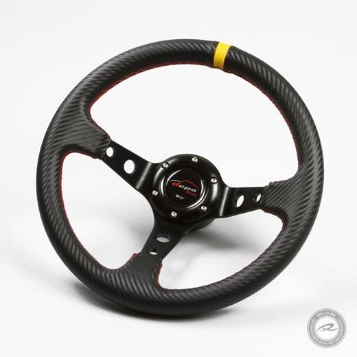 Deporacingステアリング ディープコーン32φ/35φ カーボンレザー