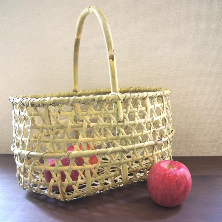 青森 根曲竹 三上幸男さんのりんごかご(大)