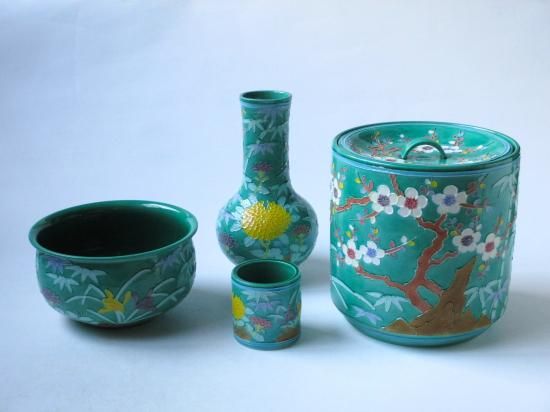 青交趾 四君子皆具 (共箱)川瀬白鳳 - 茶道具販売 栗林園