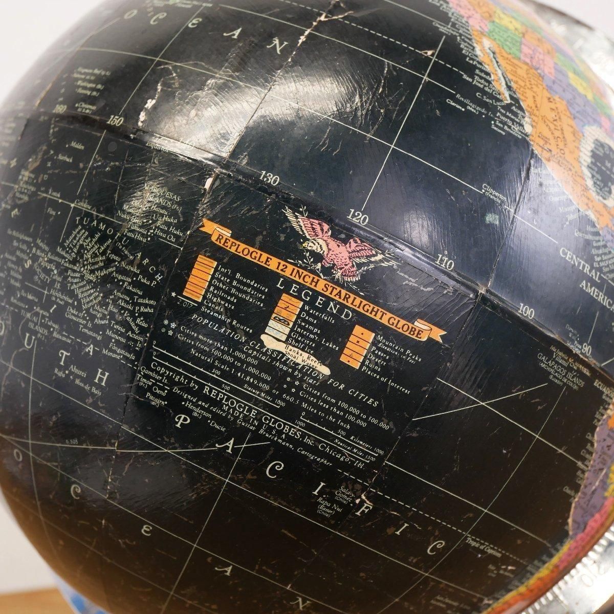 ヴィンテージ 地球儀 ブラックオーシャン -通販-ローズボール