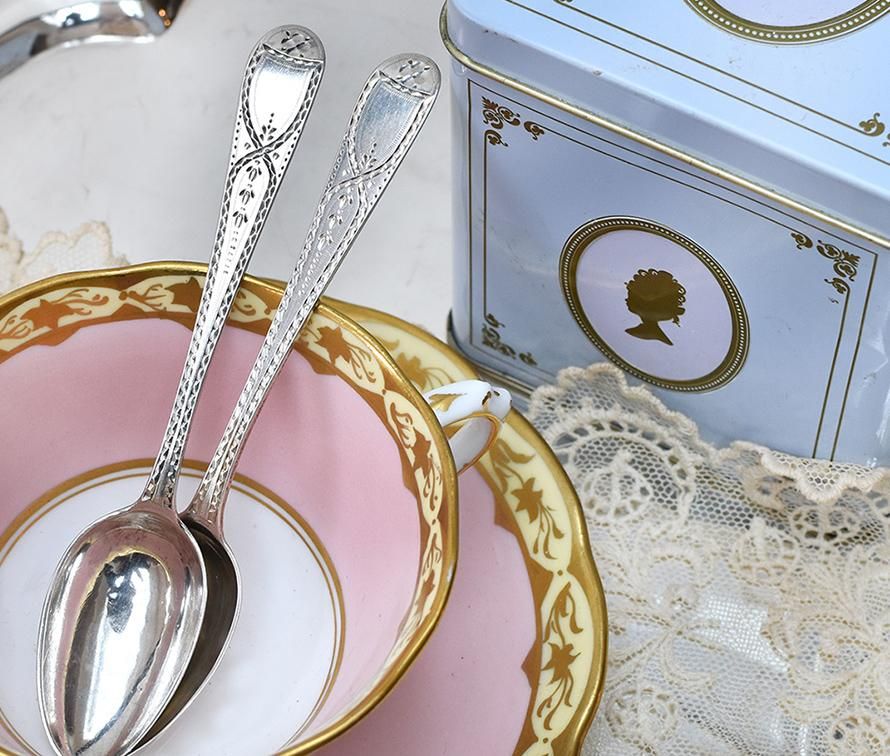 英国アンティーク銀器【純銀】1792年 ジョージアン ティースプーン2本