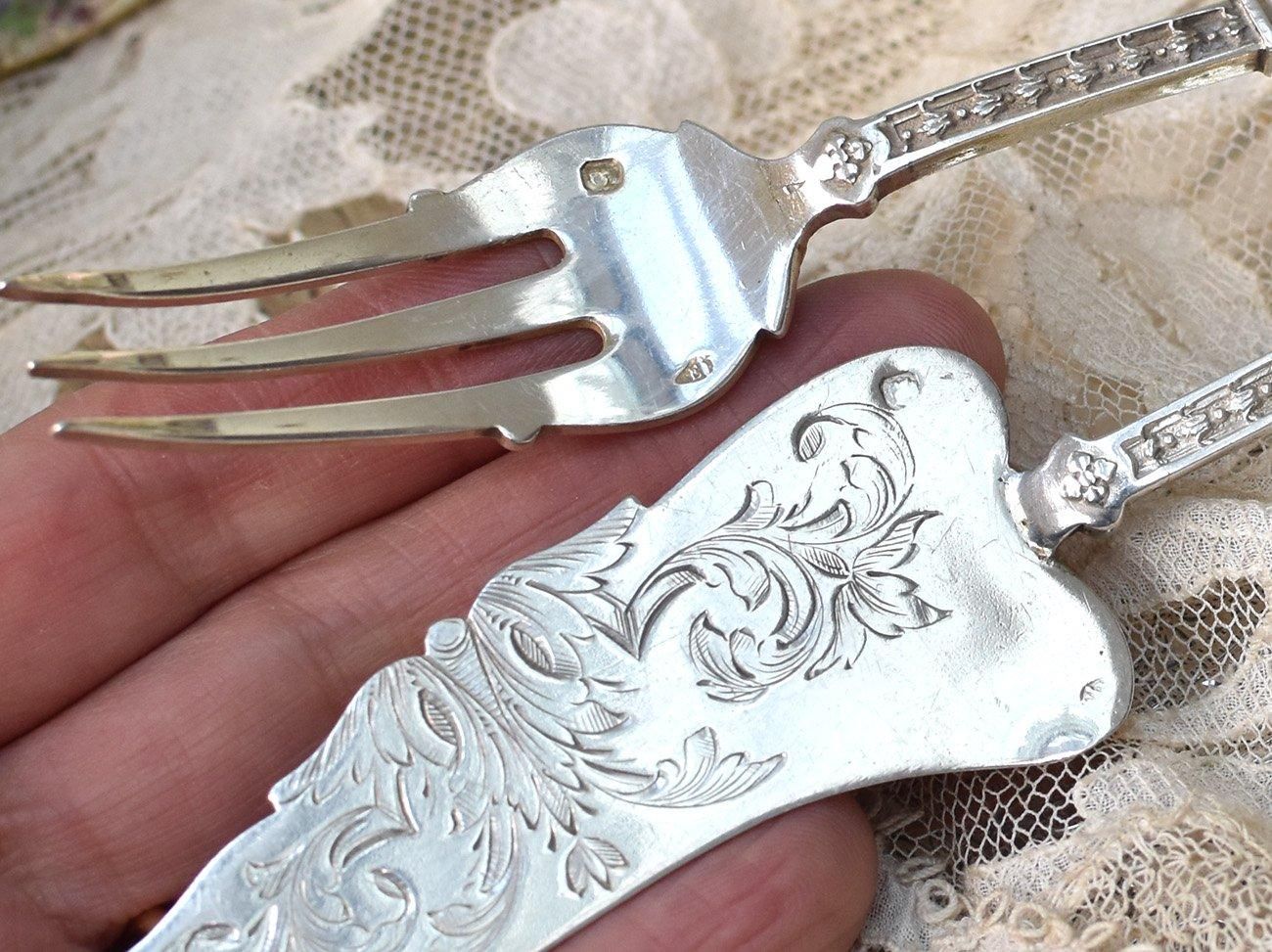 仏アンティーク銀器【銀950】ピュイフォルカ サービング - Edwardian