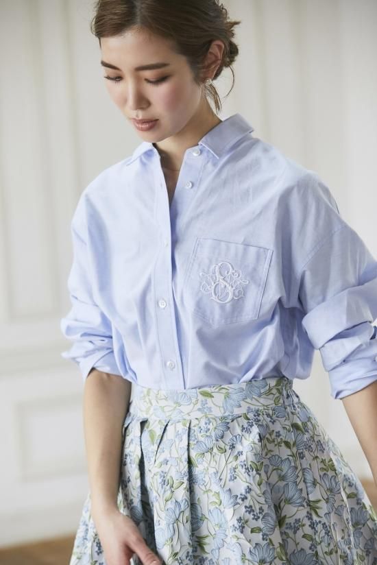 SVT刺繍オックスシャツ(ライトブルー) - seventen