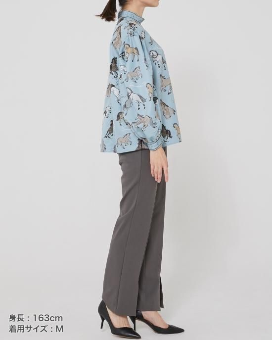 40％off】ホースプリントブラウス(ブルーグレー) - seventen