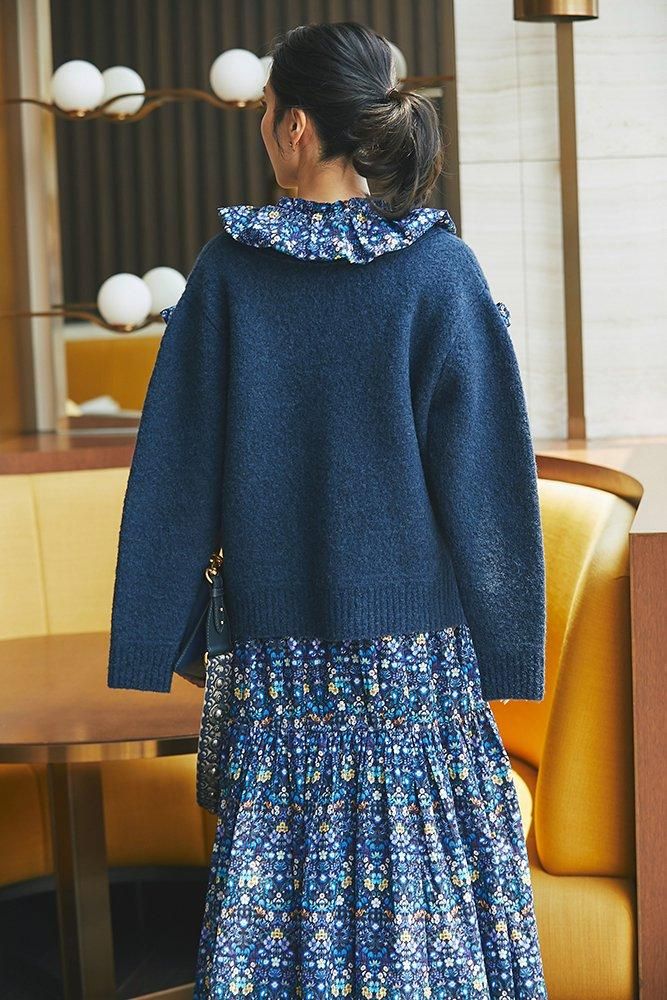 2WAYメルトンウールカーディガン(ネイビー) - seventen