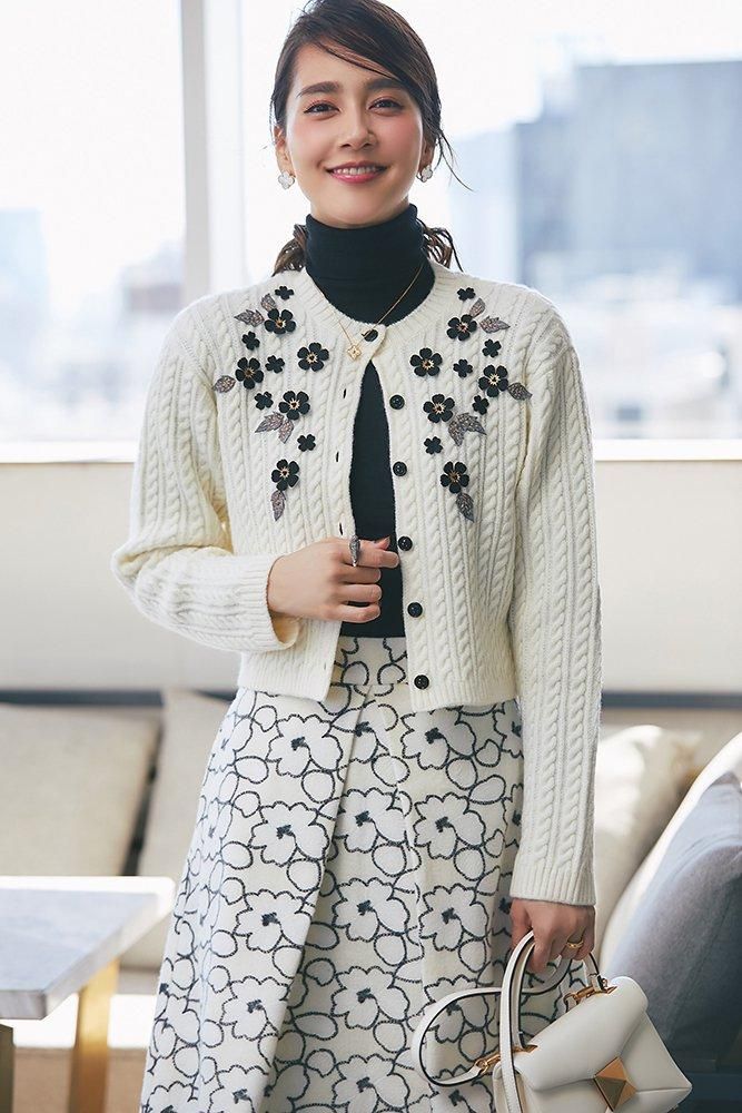 20％off】アップリケケーブルカーディガン(オフホワイト) - seventen