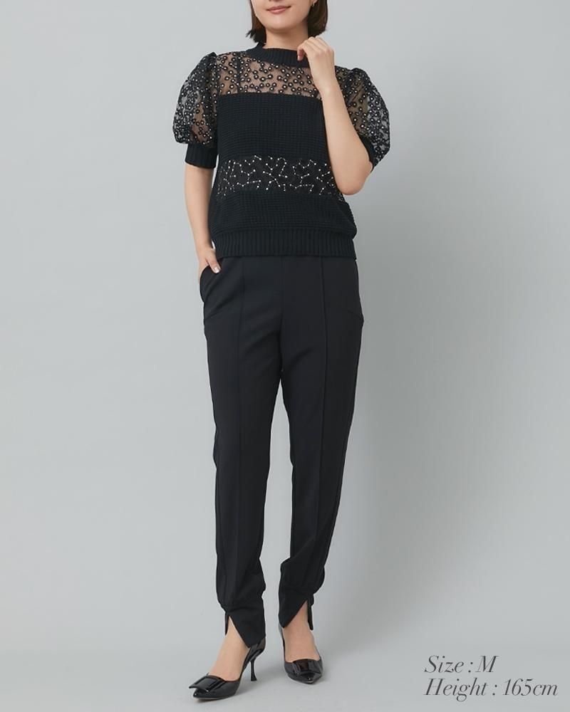 オーガンジーレースニット(クリーム) - seventen