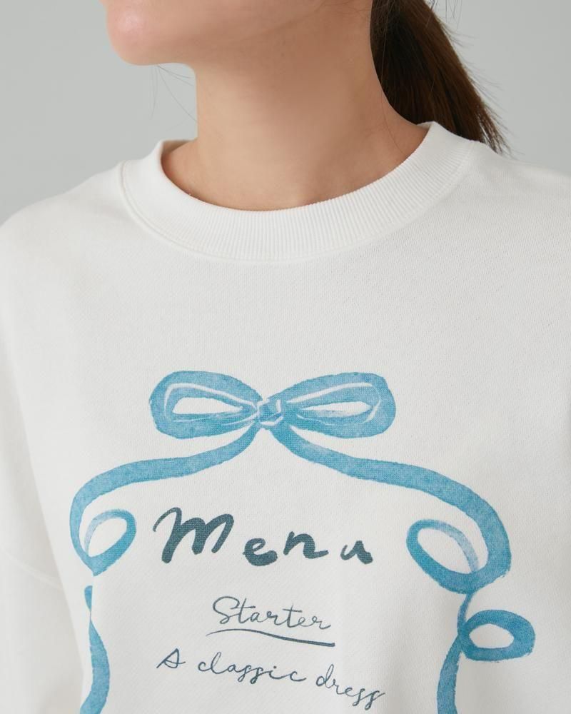 menuプリントトレーナー(ホワイト×ミント) - seventen