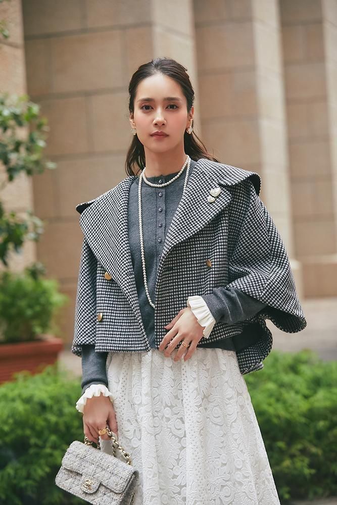 ダブルブレストショートコート(チェック) - seventen