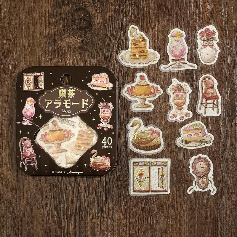 販路限定 【フレークシール】箔押し 喫茶アラモード 花開く白昼夢