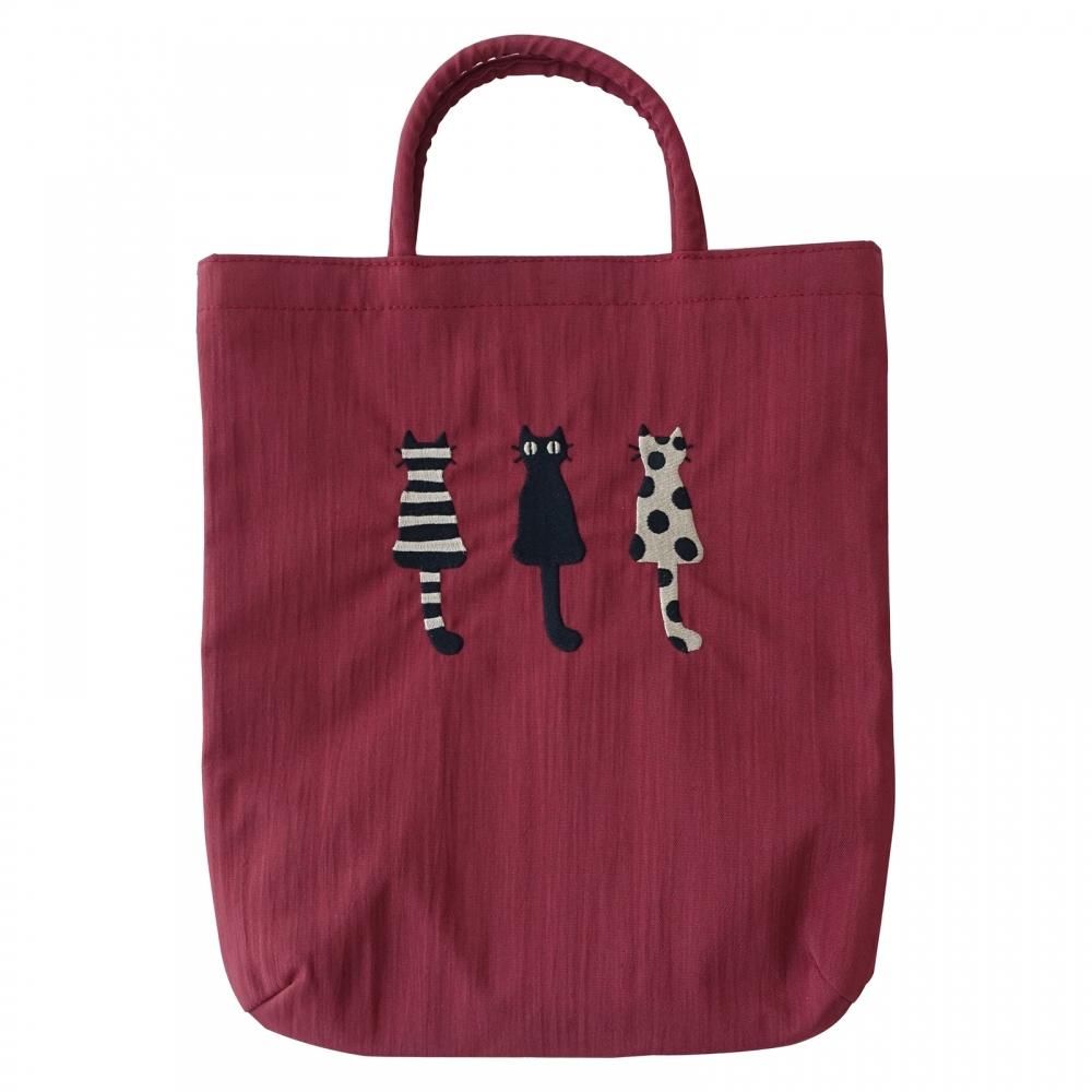 仲良し猫 刺繍バッグ （レッド）(完売) - Atsuko Matano 公式