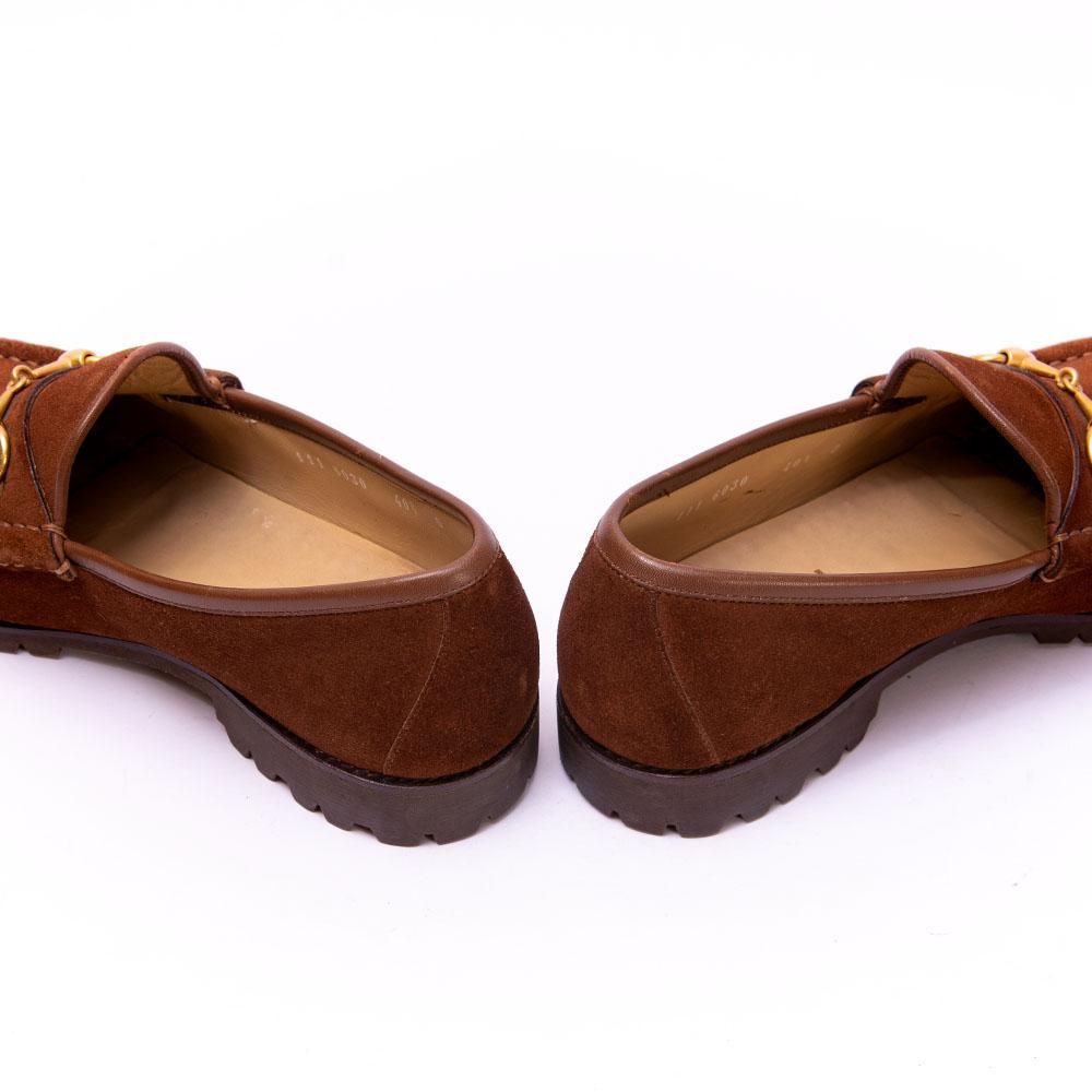 グッチ ホースビットローファー ブラウンスエード サイズ40.5D - 中古