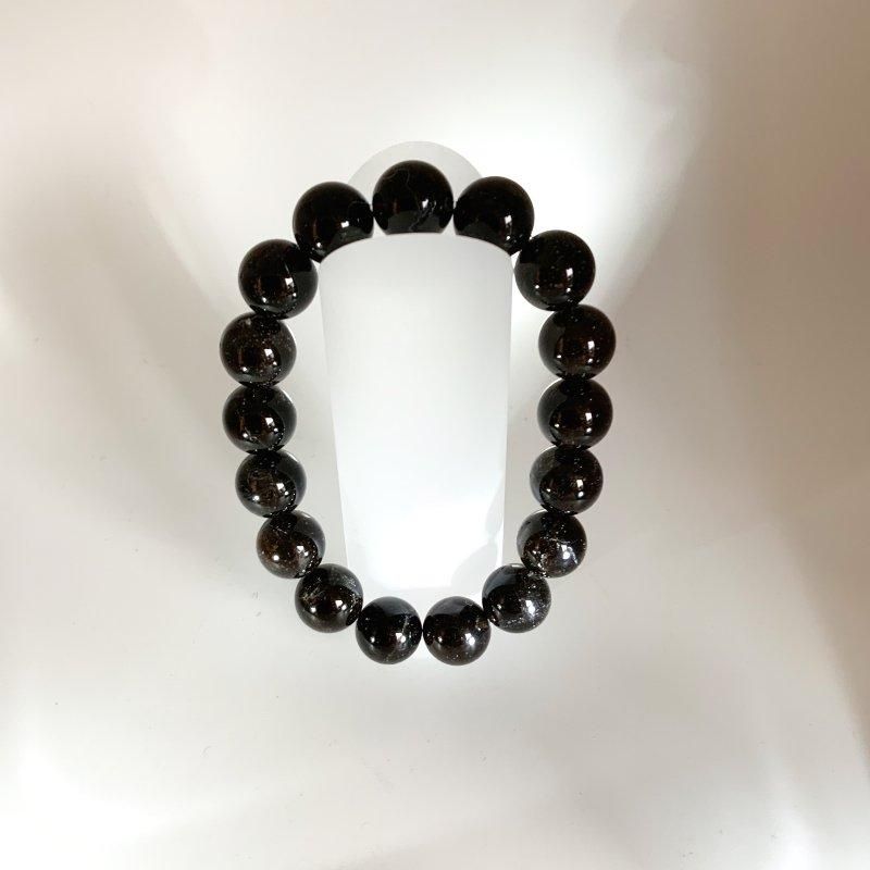 黒平産黒水晶 AAA ブレスレット 12mm玉 】 モリオン 山梨県 黒平鉱山
