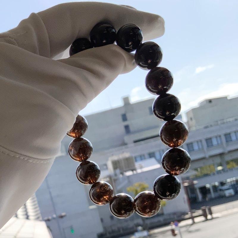 黒平産黒水晶 AAA ブレスレット 12mm玉 】 モリオン 山梨県 黒平鉱山