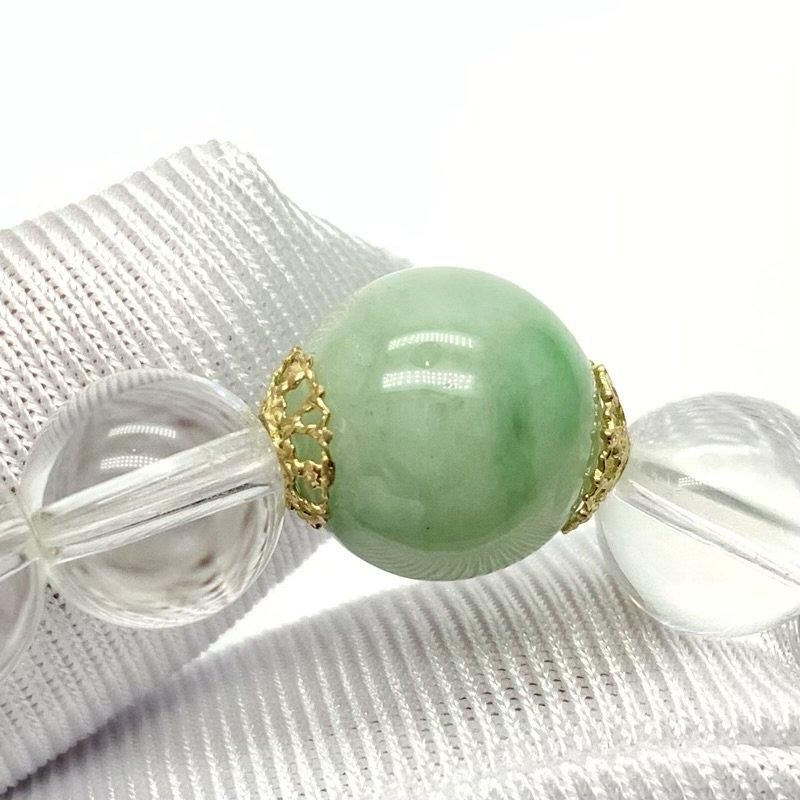 糸魚川翡翠×水晶 ブレスレット 】 国産 天然石 糸魚川翡翠 ひすい