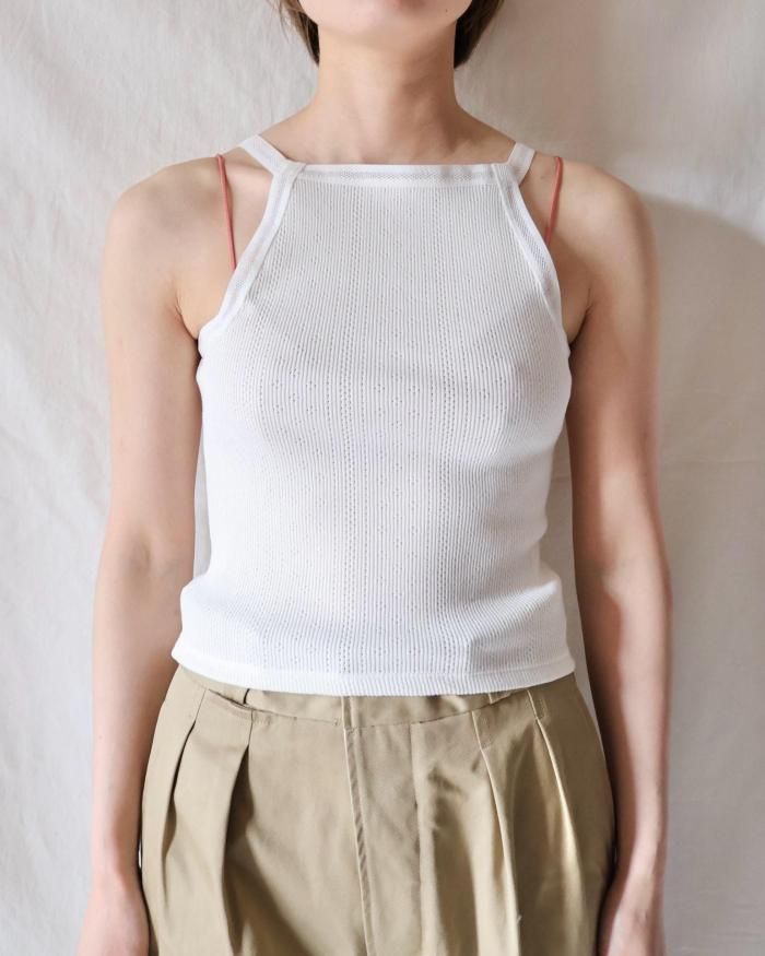 FUMIKA UCHIDA： EYELET RIB STITCH CAMISOLE - OFF WHITE - ORANN
