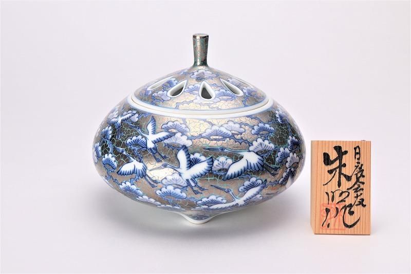 □藤井朱明作 白金彩松鶴香炉 - 有田焼の通販サイト 丸兄商社