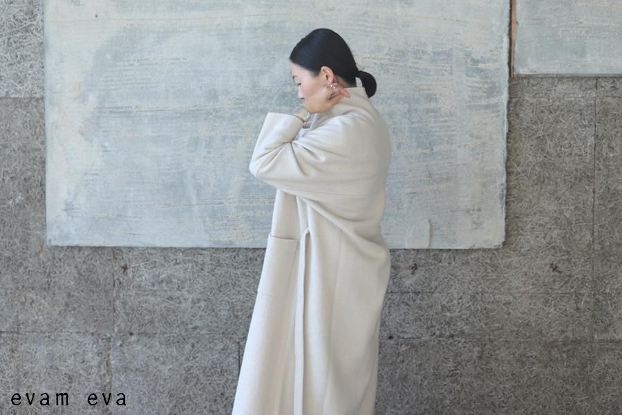 evam eva(エヴァム エヴァ) 【2021aw新作】プレスウール ローブコート