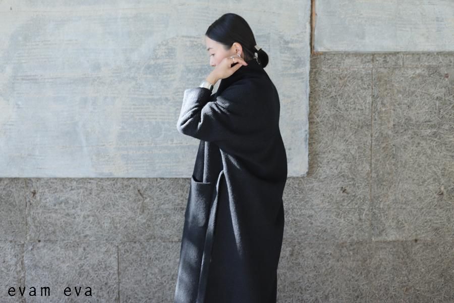 evam eva(エヴァム エヴァ) 【2021aw新作】プレスウール ローブコート