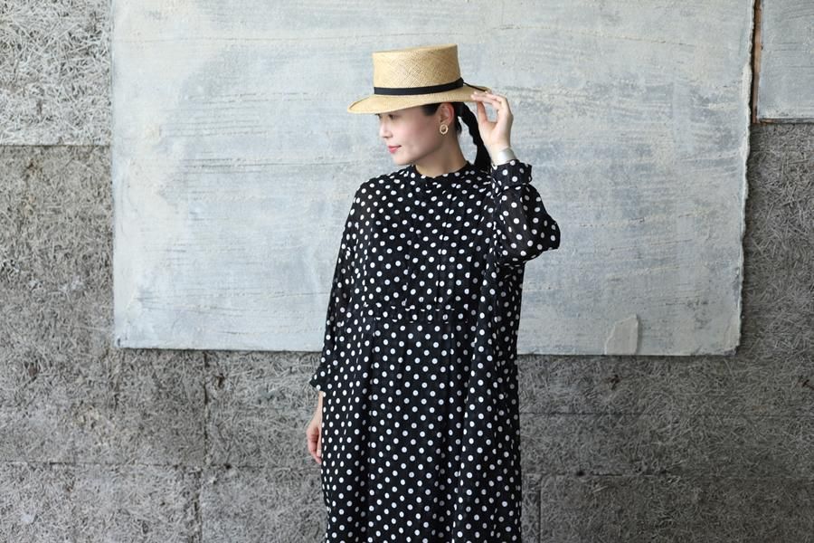 ヴェリテクール シャツワンピース LTD-001 コットン シルク ドット柄