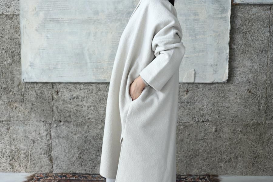 evam eva(エヴァム エヴァ) 【2022aw新作】プレスウール ローブコート