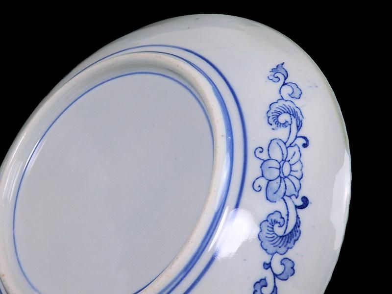 伊万里 染付 印判 鳳凰に龍図 7寸皿