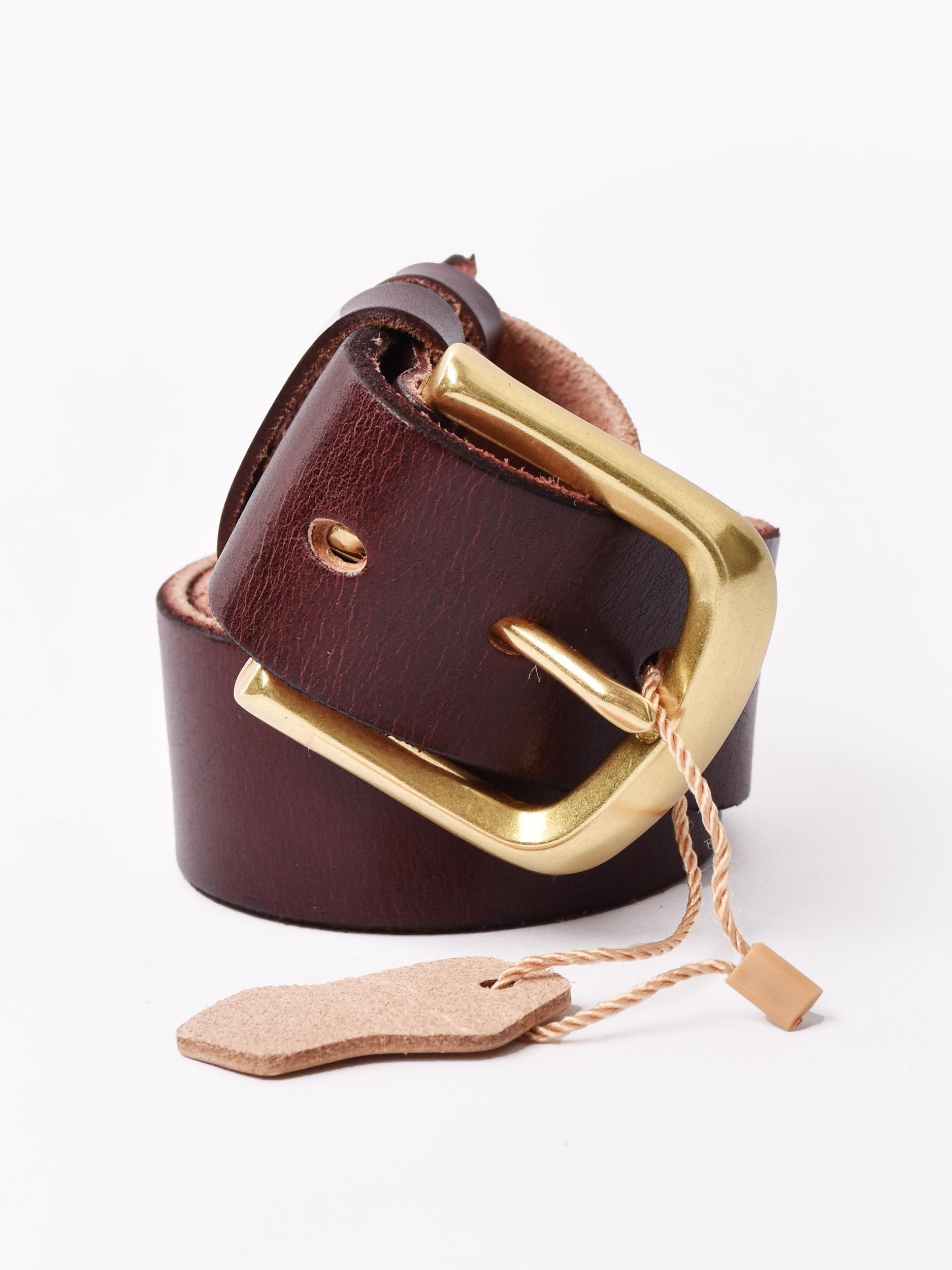 ゴールドバックル レザーベルト | ブラック - 古着屋グレープフルーツ