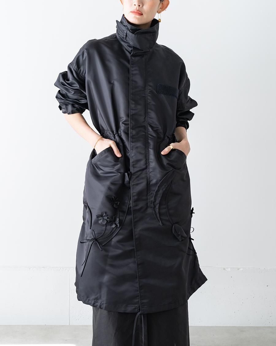 Mame Kurogouchi Nylon Twill 3D Embroidery Mods Coat - Altamira