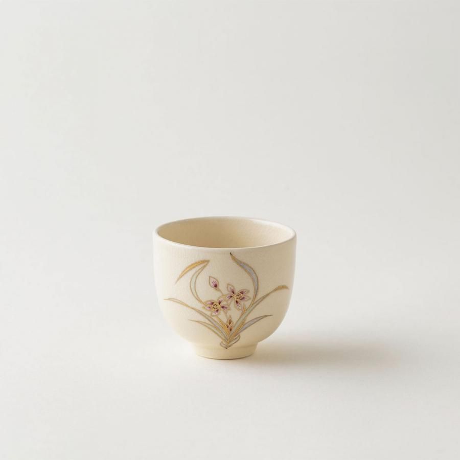 白薩摩ぐい呑み（蘭）[シロサツマグイノミ (ラン)]｜沈壽官窯（ちん