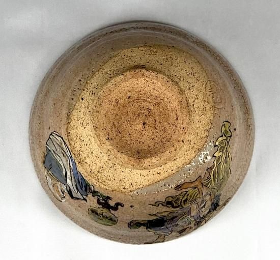 出雲焼 楽山窯 長岡住右衛門（空味）作 漢人画 茶碗 無傷 箱誂 保証