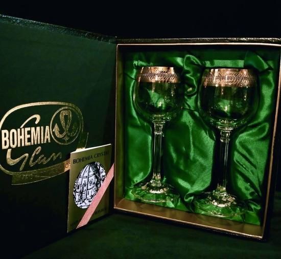 ボヘミアクリスタル ワイングラス 2客」 (新品・未使用・共箱) - 正尚堂