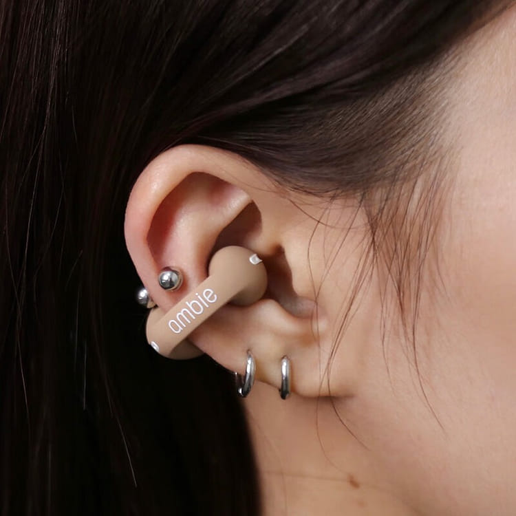 Get Ambie Earclip Latte brown Earphones Wireless Sports Bluetooth