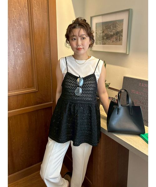 ウォッシャブル】クロシェニットキャミ×ノースリトップス(508139233