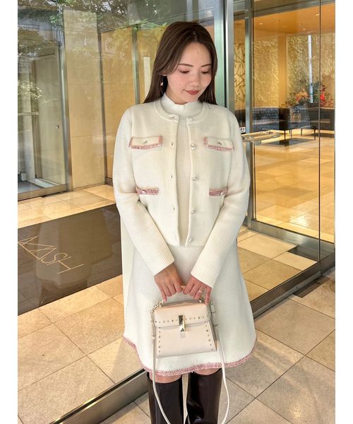 USAGI ONLINE・ZOZO限定カラー】トリムミニニットワンピースセット