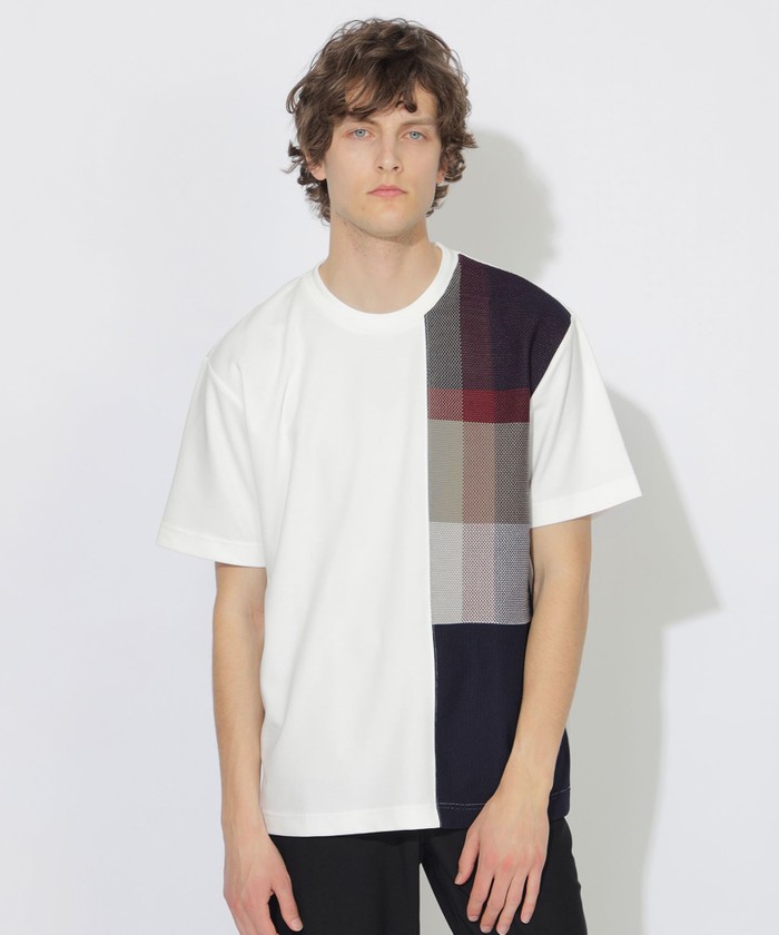 WEB・一部店舗限定】チェックニットドッキングTシャツ(508082084